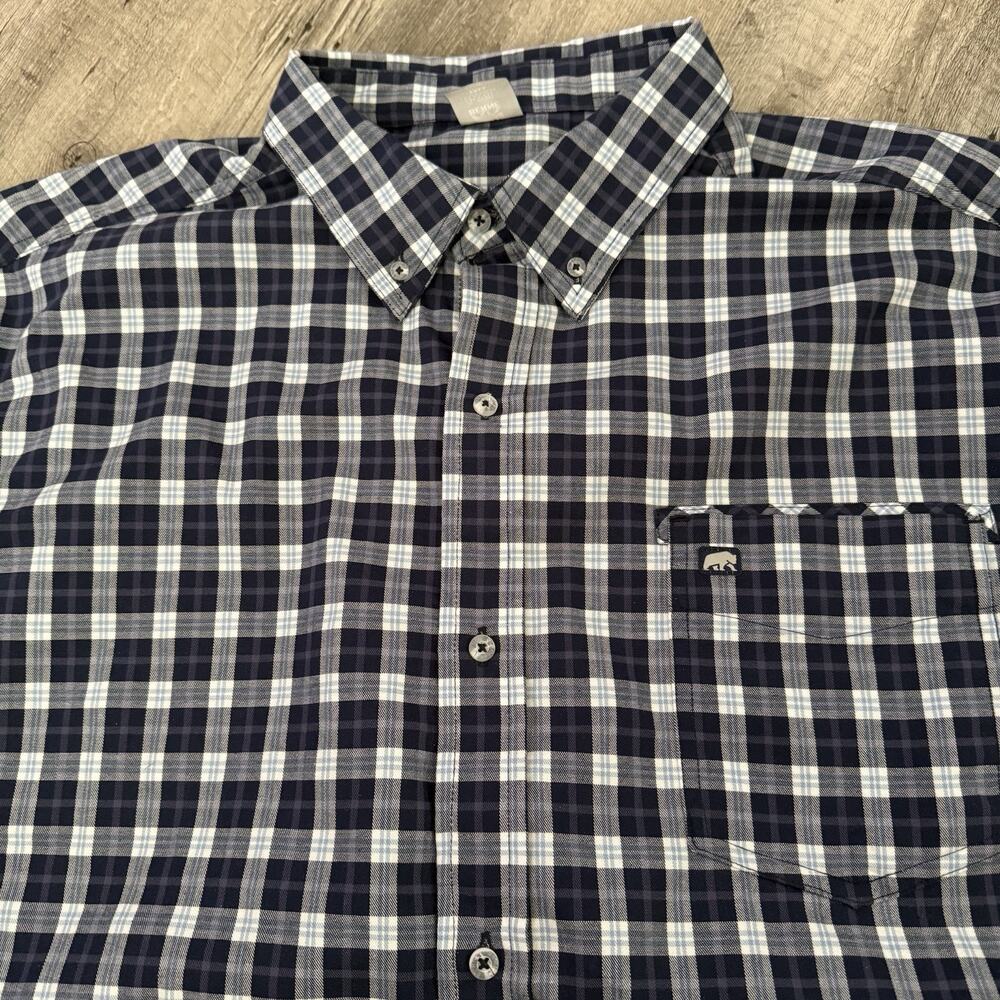 Berne Shirt Mens 4XL Tall Button Up Blue Plaid Cotton Blend Workwear 4XLT